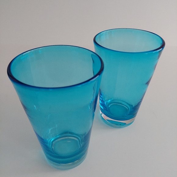 Aqua Blue 16oz Pint Glasses Set of 2 Turquoise Beer Glasses - Picture 5 of 6
